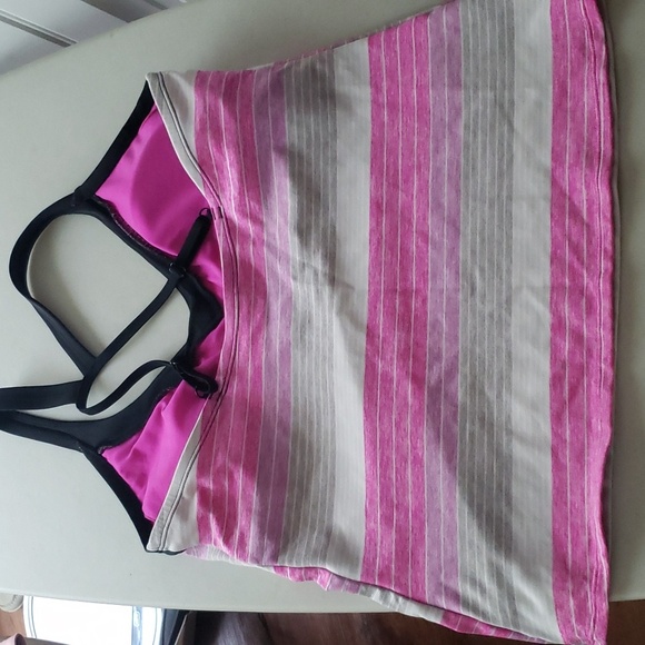 Nike Dri-Fit Racerback Tank Top Large Pink, White and Gray - Picture 2 of 5